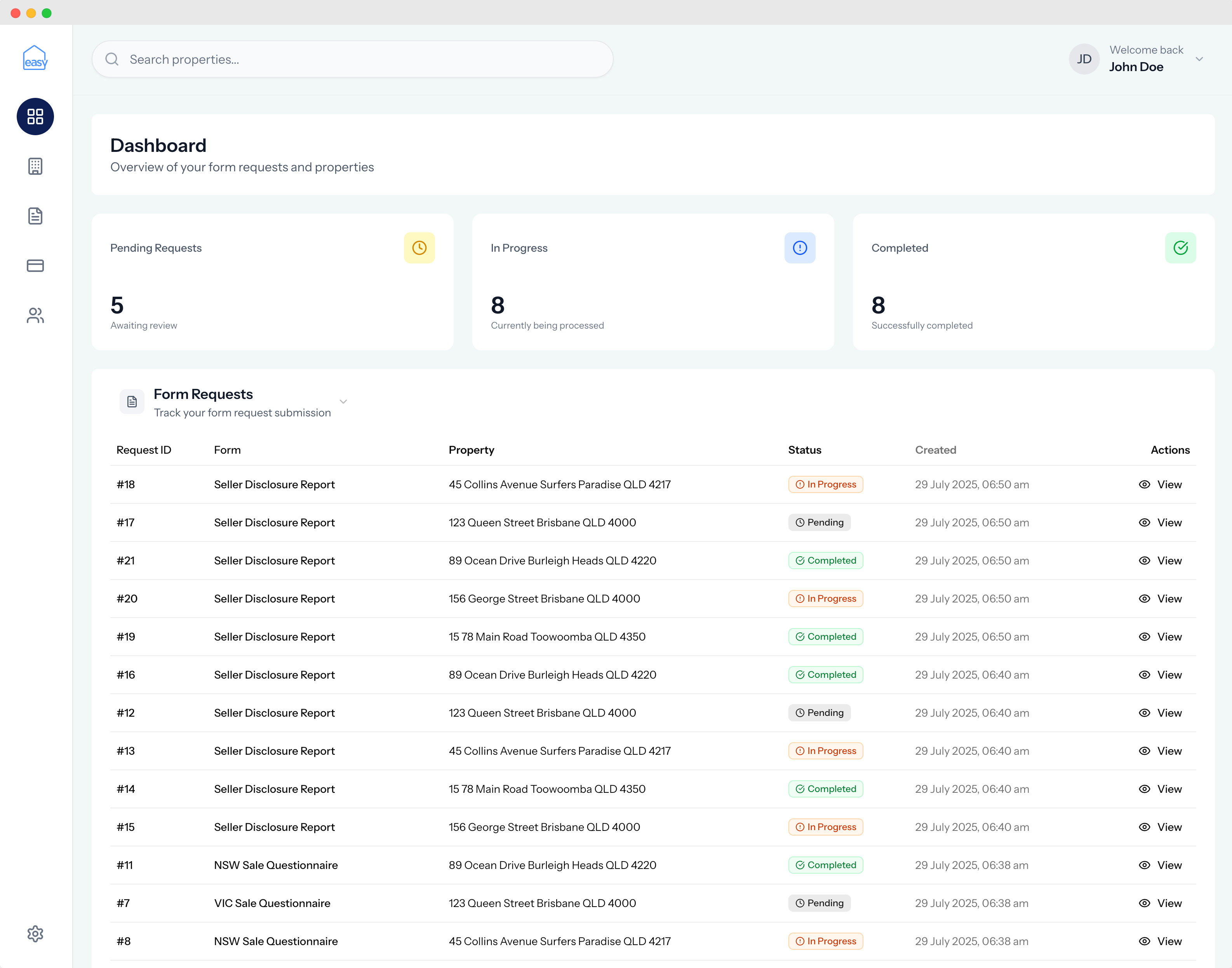 FormsEasy Dashboard Interface